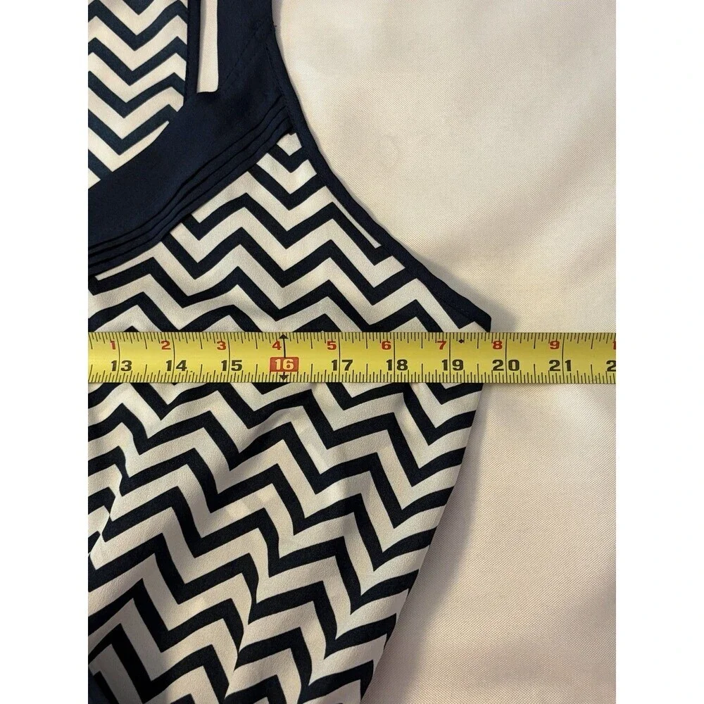 MILANO White Navy Chevron Sleeveless Jumpsuit Medium Snap Front Lightweight